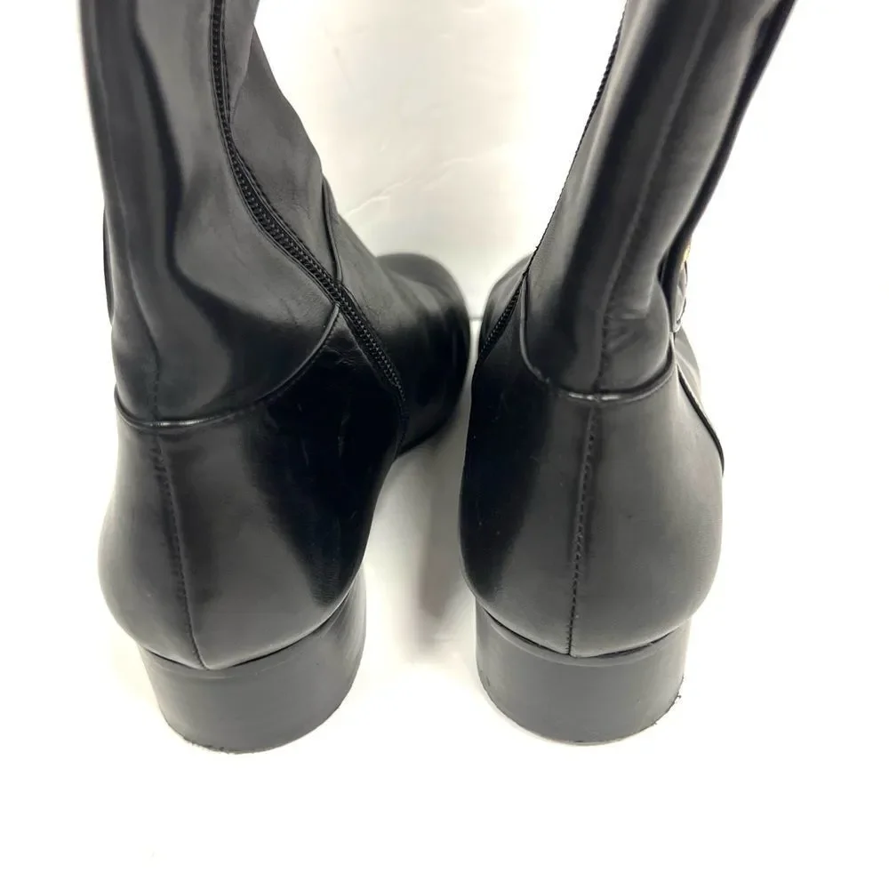 Nine West black Leather Riding Boots 8.5